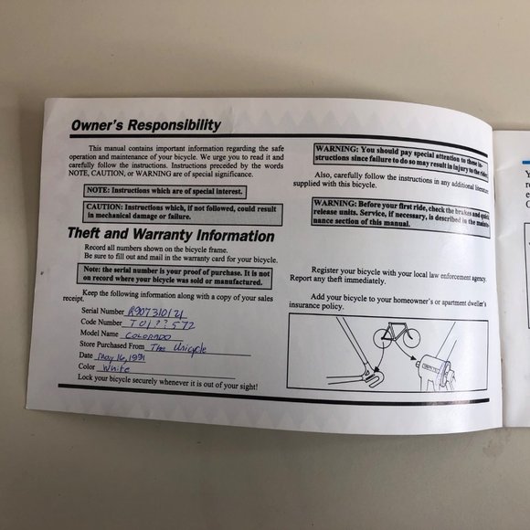 1991 Nishiki Standard Chainstay Mountain Bike Owners Manual Ephemera Movie Prop - Picture 3 of 10